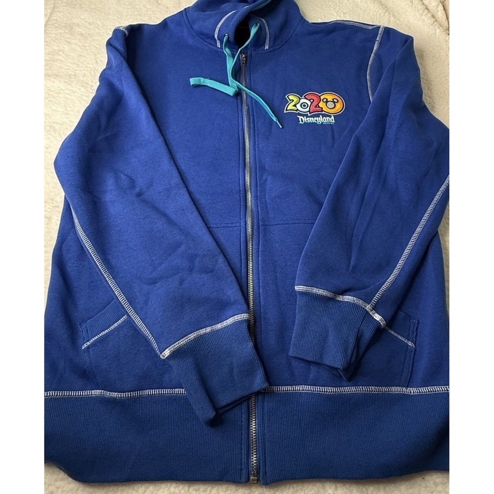 Disney Parks Authentic Men's Medium Blue 2020 Full‎ Zip Hoodie Sweatshirt NWT